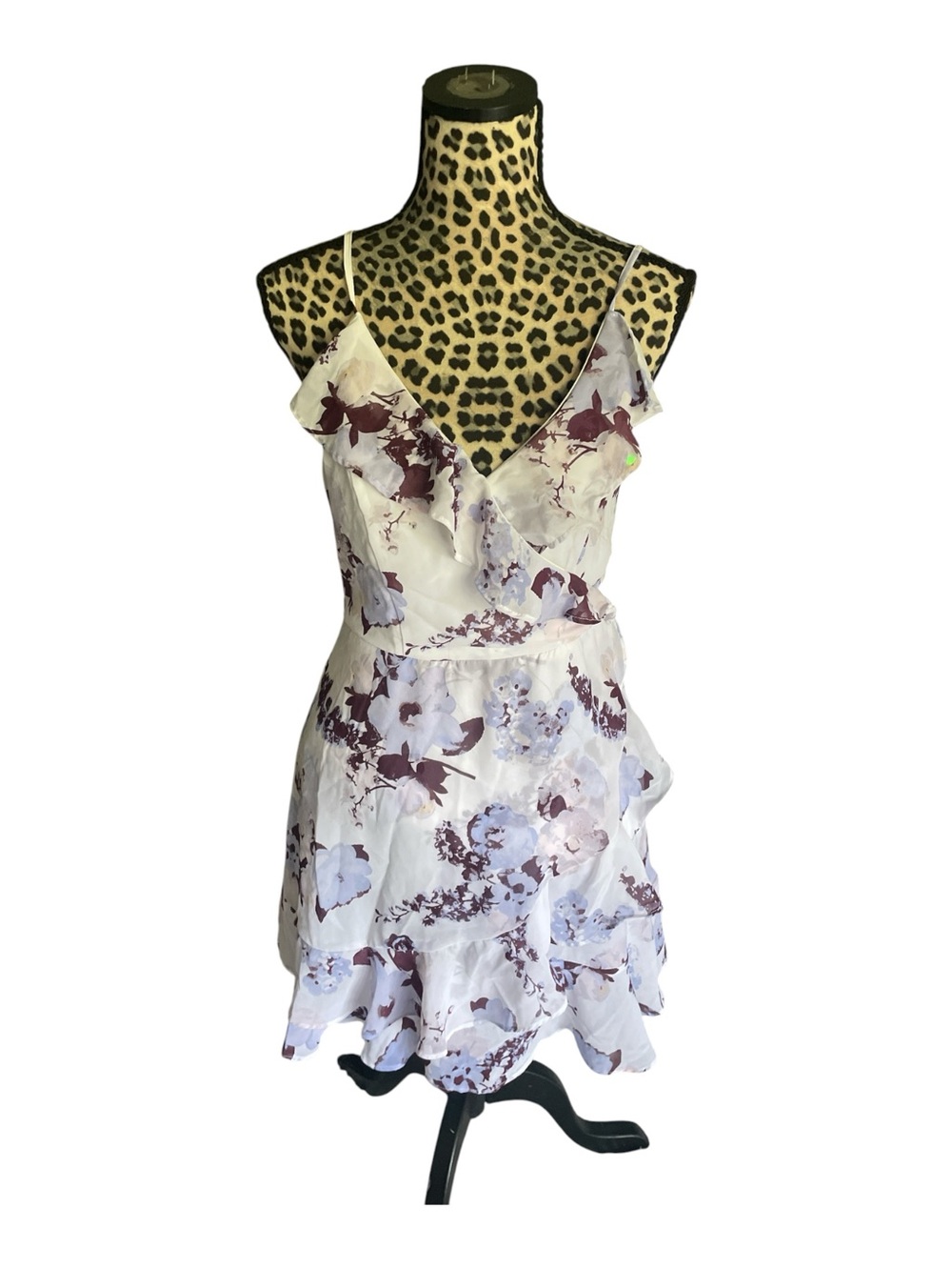 miami White Mini Dress with Mauve Floral Print